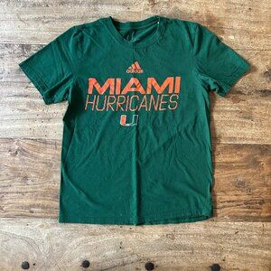EUC Adidas Miami Hurricanes University College Tee Cotton T-Shirt Size SMALL